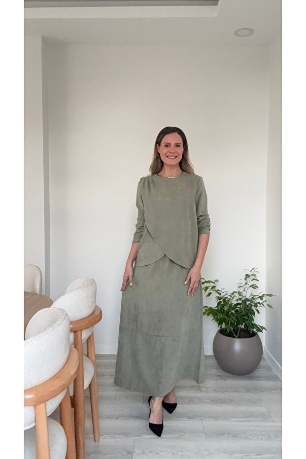 İthal süet elbise - 4