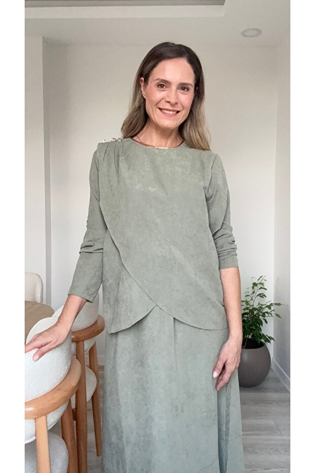 İthal süet elbise - 1