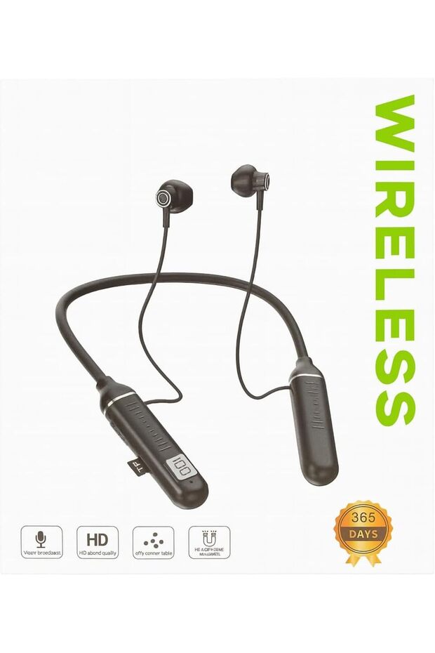 Wireless Earbuds with Neckband Design and Built-in Memory Card Slot - 1