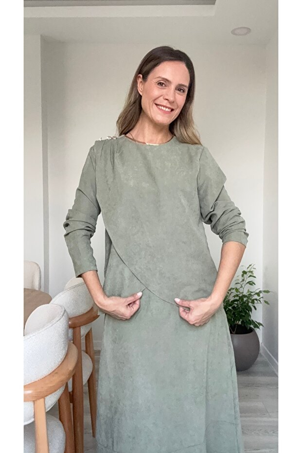 İthal süet elbise - 3