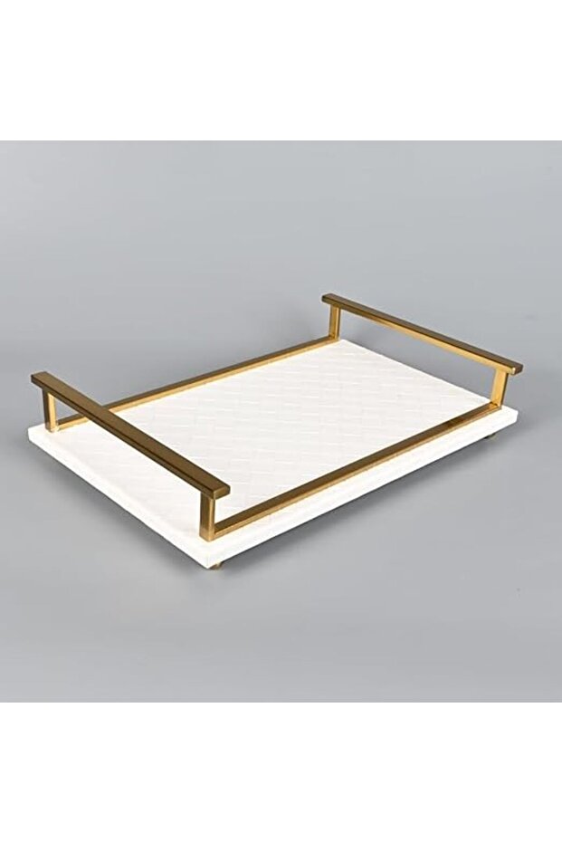 Rectangular Serving Tray with Copper Steel Frame - 1