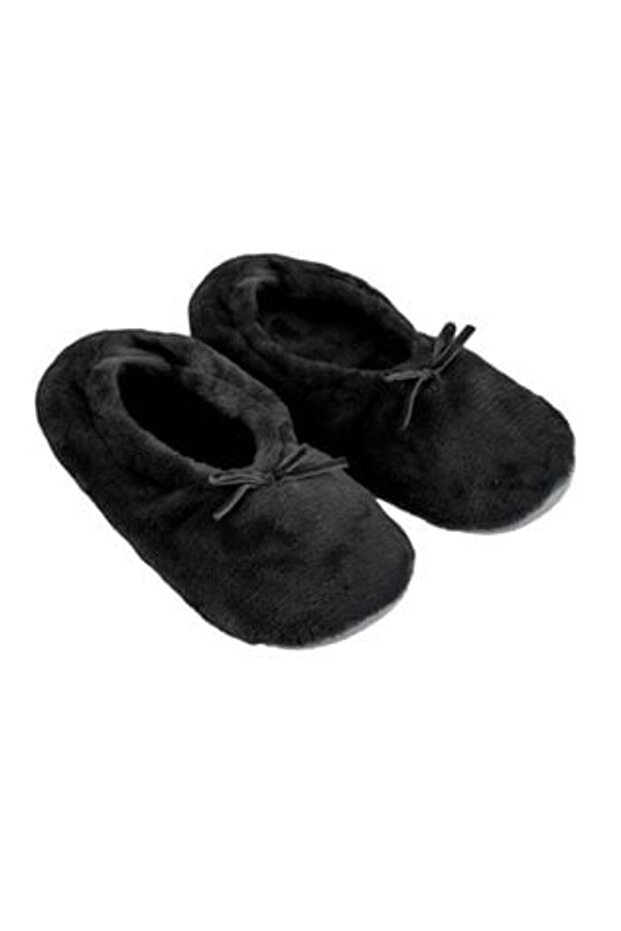 Winter Ballerina Slippers Black with Bow for Women - 1
