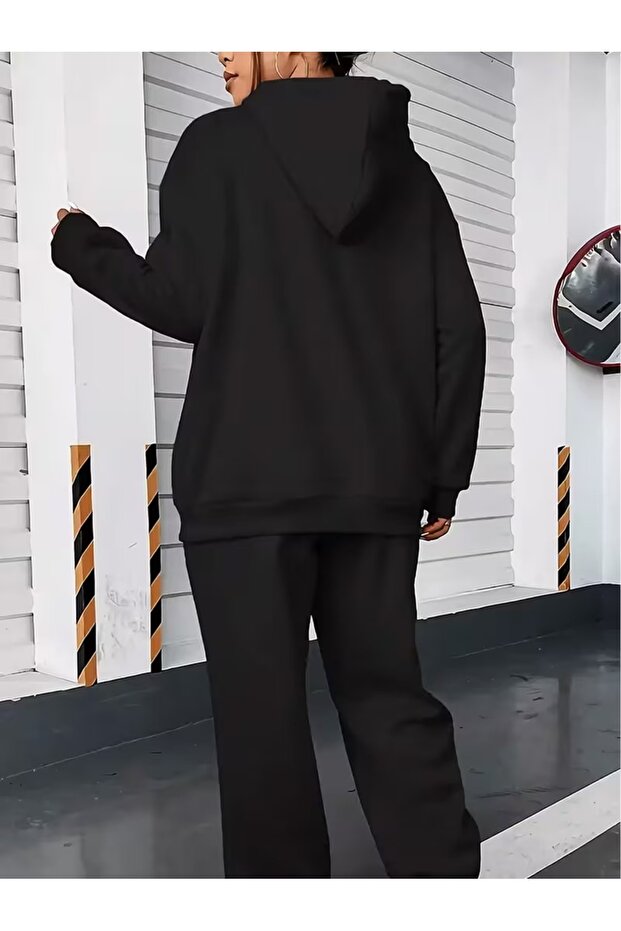 Women's Casual Fleece-Lined Hooded and Sweatpants Set - 2