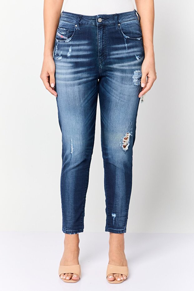 Women Stretch Fit Rip Stretchable Jeans, Navy - 1