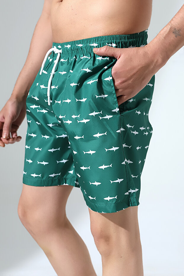 شورت منقوش بالأسماك الخضراء - 7