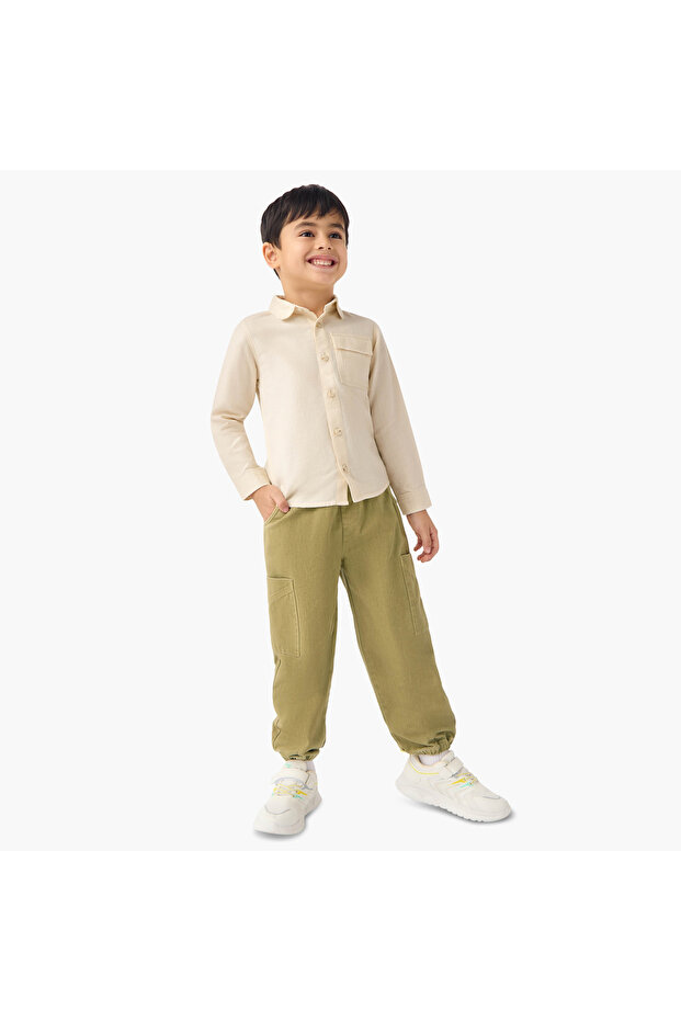 بنطال رياضي سادة مع رباط إغلاق وجيوب - 2