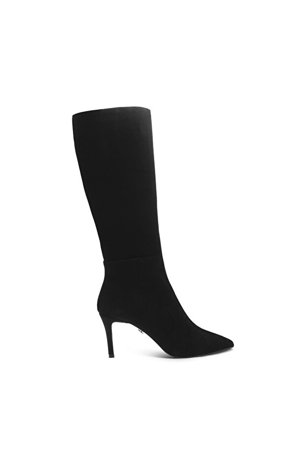 Pointed Toe Genuine Suede Leather Zippered Non-Slip Sole Women's Boots Z524 Suede Black C03 (Suede Bla