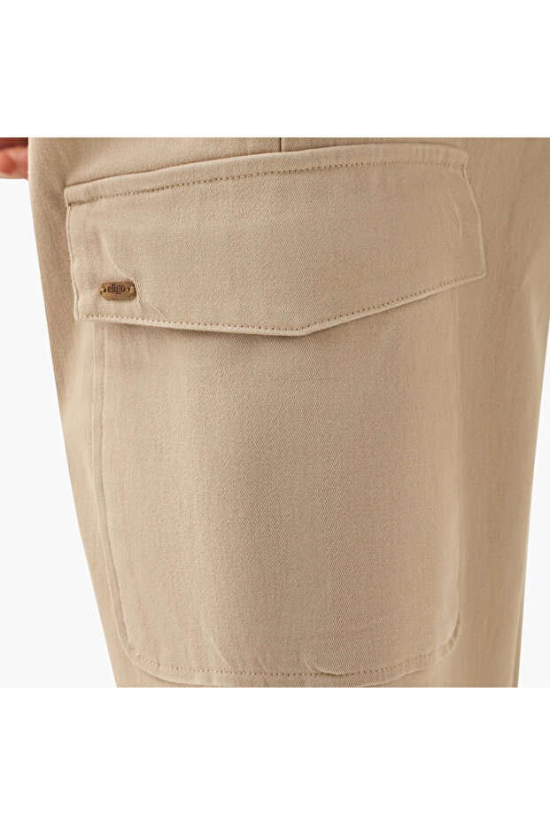 Solid Cargo Pants with Pockets - 5