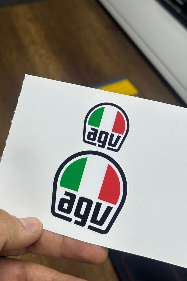 مجموعة ملصقات AGV بأحجام أصلية (للجانب الأمامي والخلفي) للخوذة