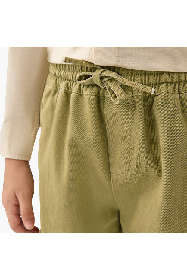 بنطال رياضي سادة مع رباط إغلاق وجيوب - 4