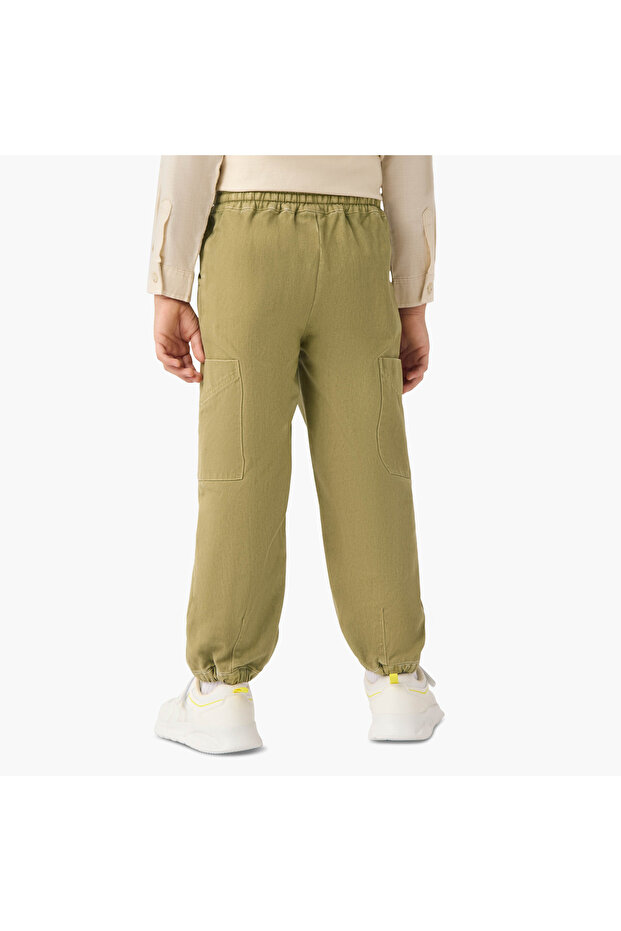 بنطال رياضي سادة مع رباط إغلاق وجيوب - 3