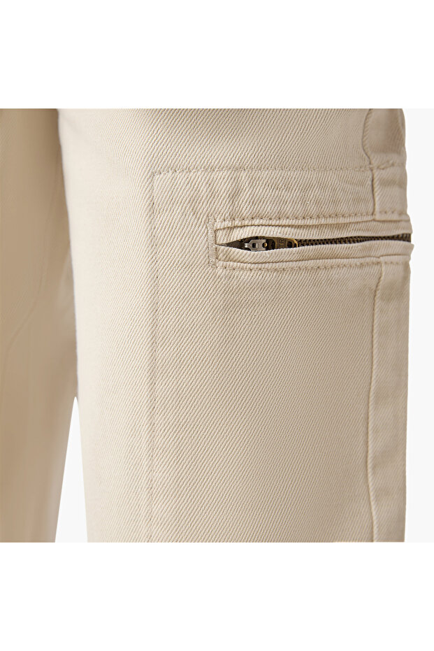 Solid Cargo Pants with Button Closure - 5