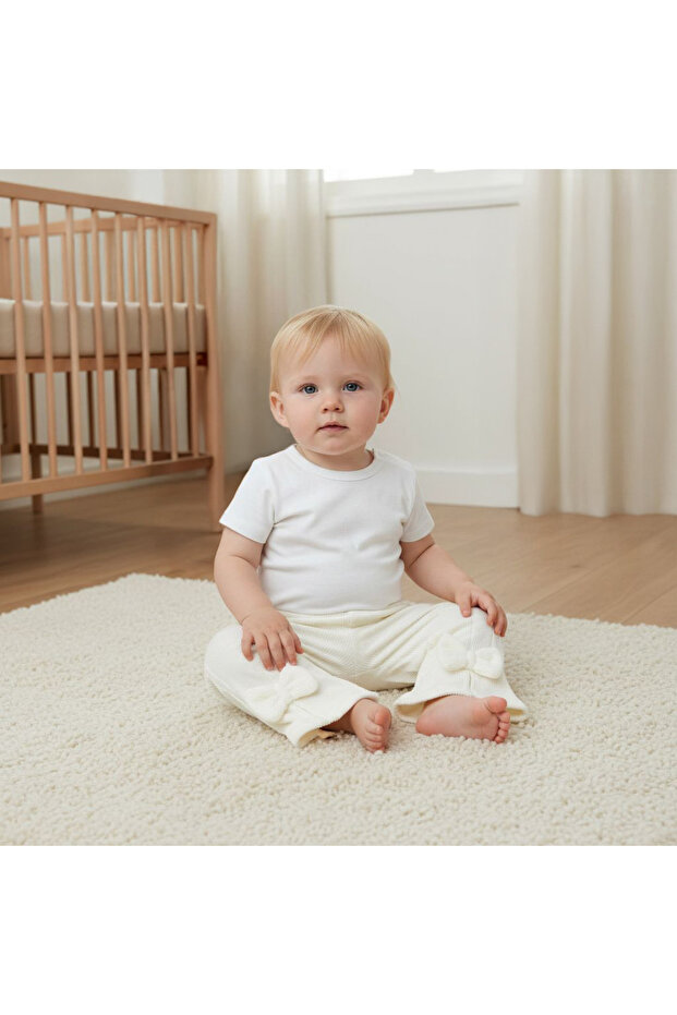 بنطال رياضي مطاطي مزين بفيونكة - 5