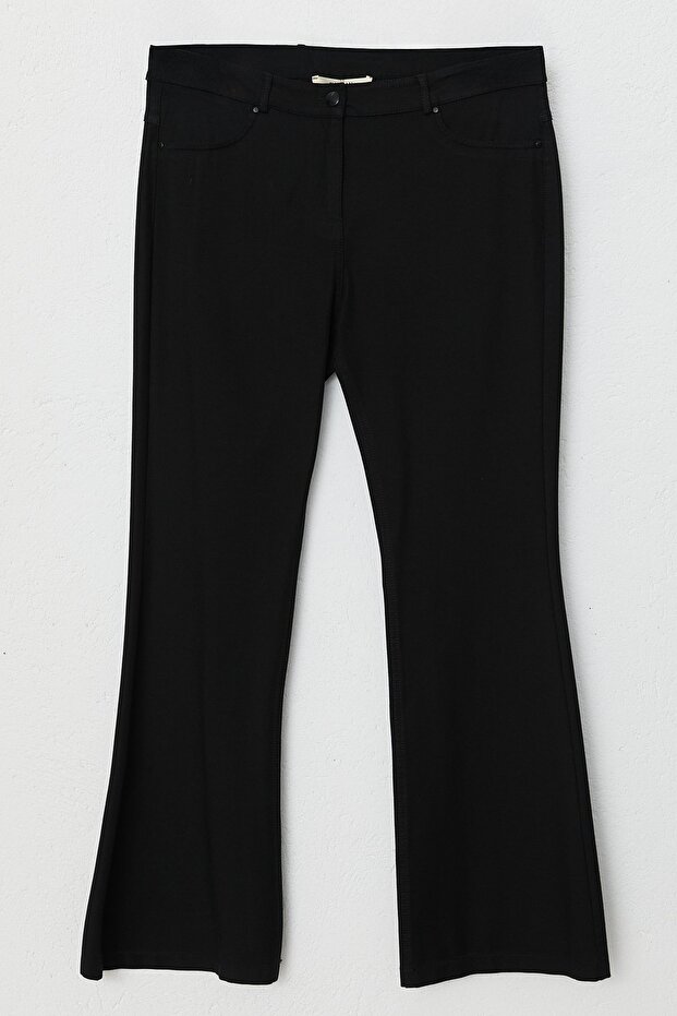 İspanyol Paça Pantolon Siyah - 1