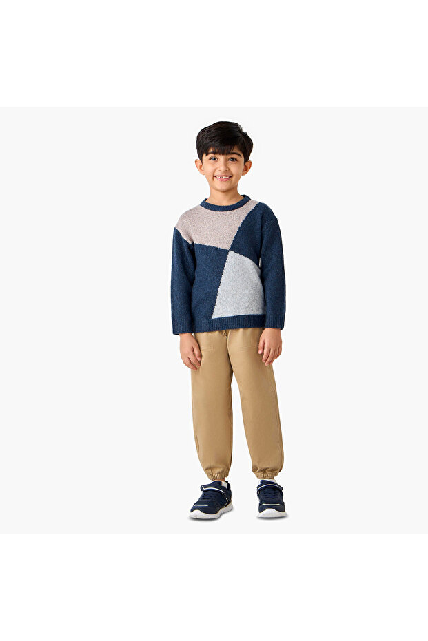 بنطال سادة مزود برباط للإغلاق وجيوب - 2