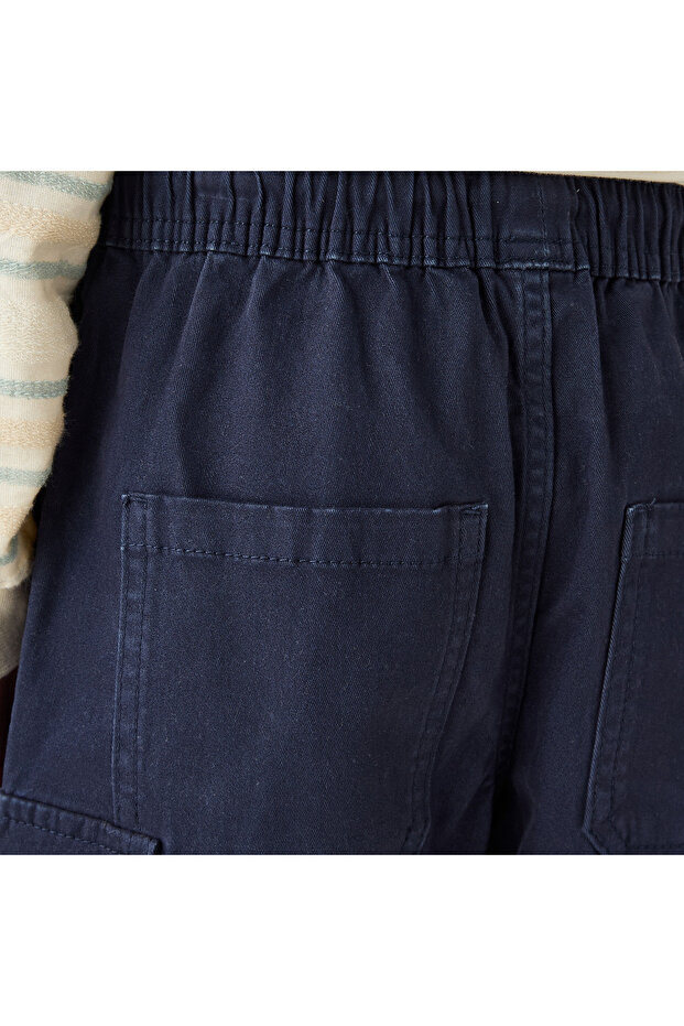 Solid Cargo Joggers with Drawstring Closure - 5