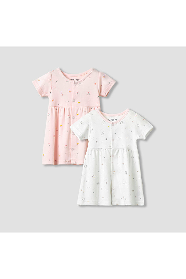 Printed Dress with Short Sleeves - Set of 2
