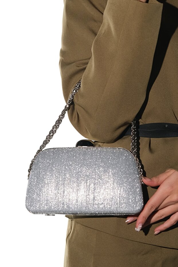 Garcia Silver Striped Women's Evening Dress Bag