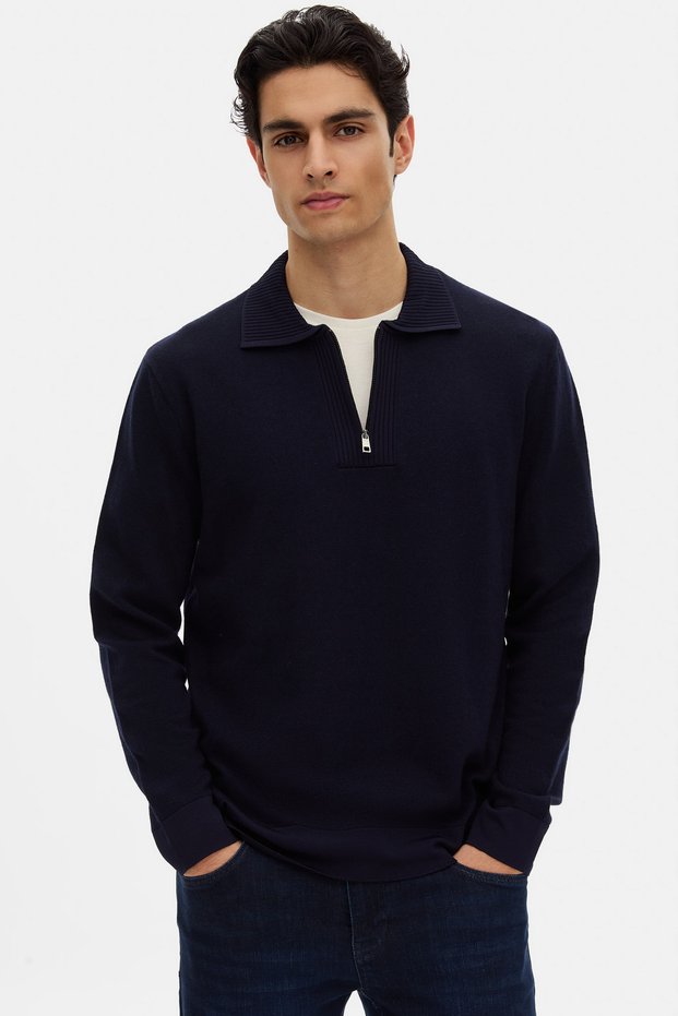 Relaxed Fit Lacivert Kazak