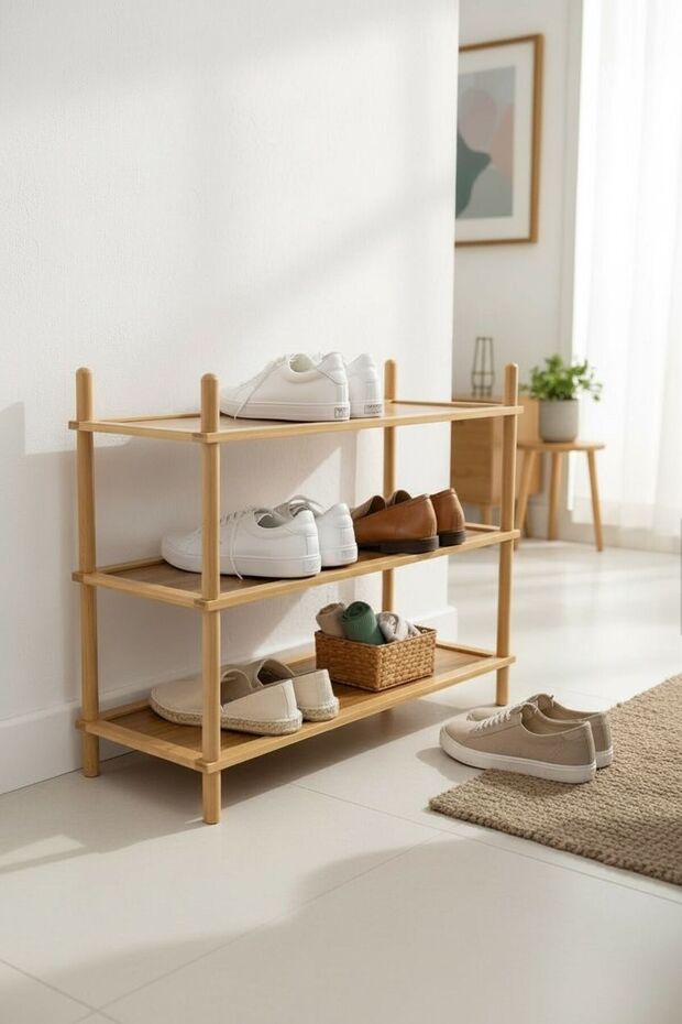 3-tier wooden shoe rack
