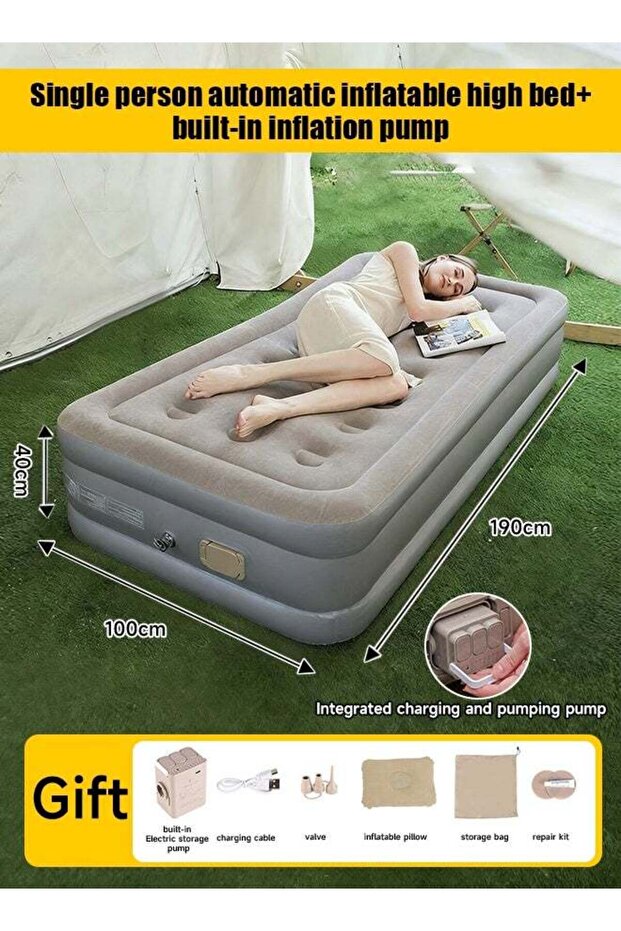 Inflatable bed automatic inflation mattress thickened and elevated - 1