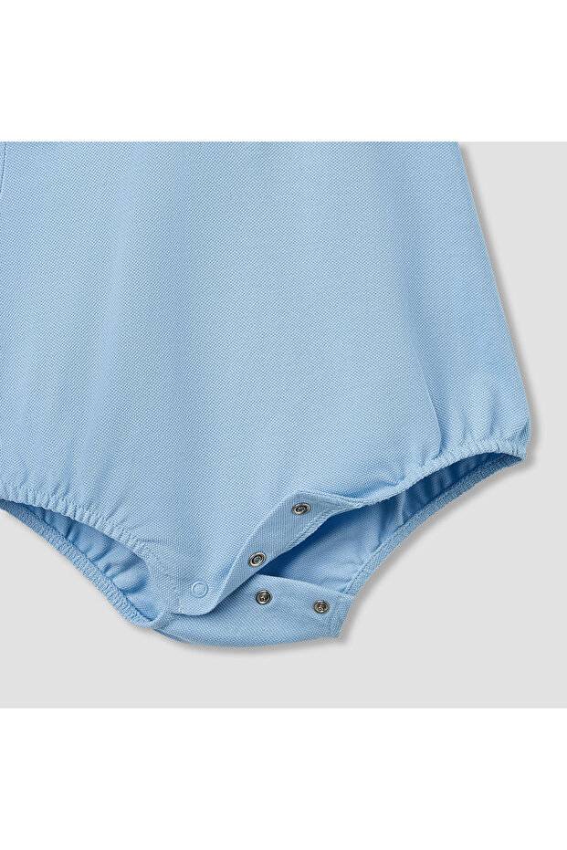 Solid Collared Bodysuit with Short Sleeves - 4