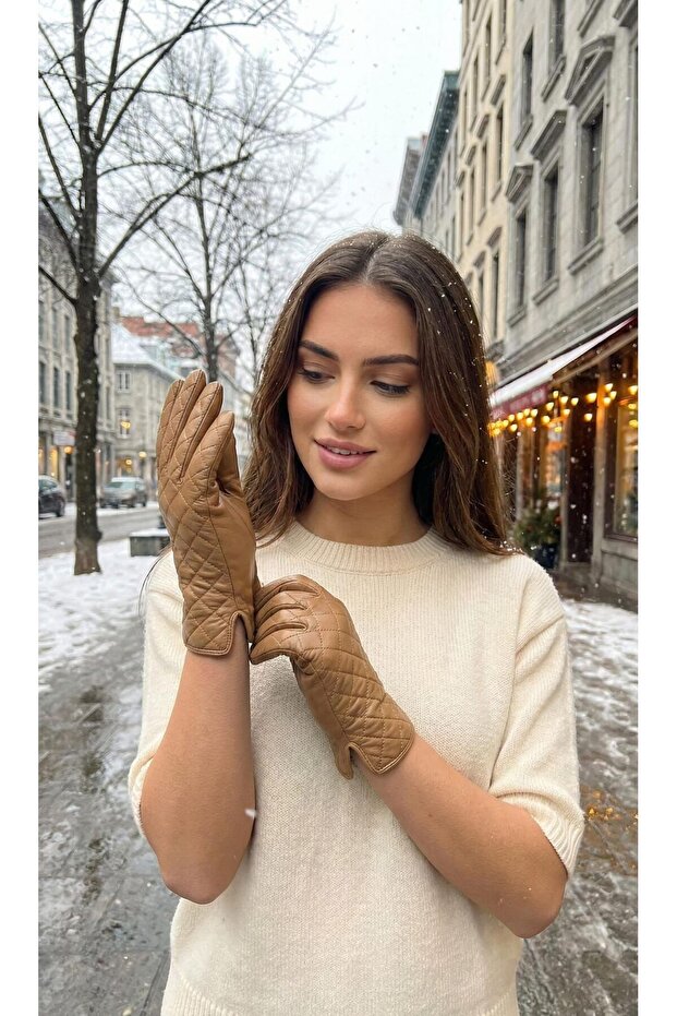 Premium Hakiki Deri Kadın Eldiven - 1