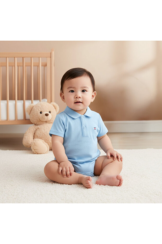 Solid Collared Bodysuit with Short Sleeves - 6