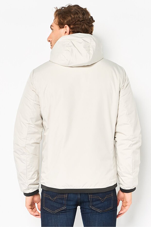 Men Reversible Solid Long Sleeve Puffer Jacket, Black - 5