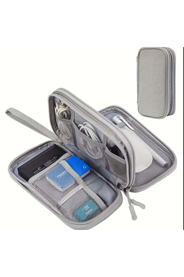 Multi-Compartment Electronics Travel Organizer Pouch - 1