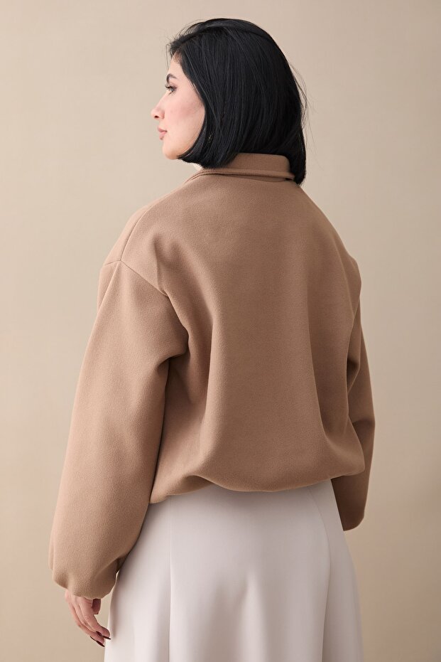 Jachetă scurtă de tip Bomber Camel - 2