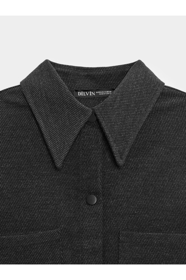 50537 Örme Oversize Gömlek-Siyah - 7