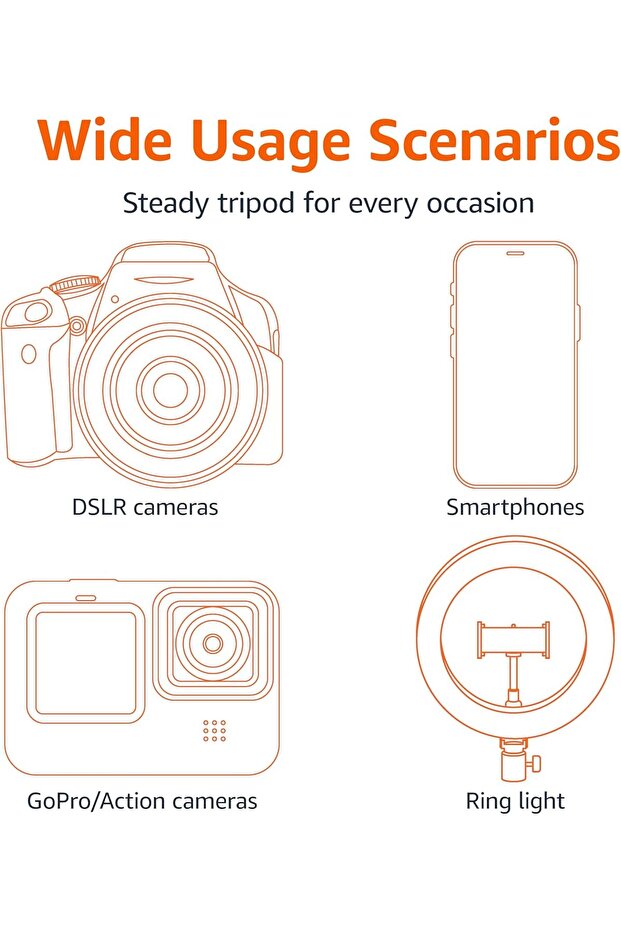 حامل ثلاثي القوائم قابل للتمديد للهواتف الذكية، أسود - 3