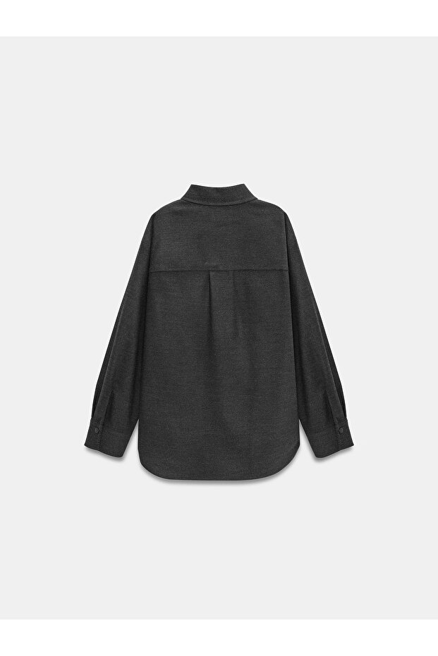 50537 Örme Oversize Gömlek-Siyah - 6