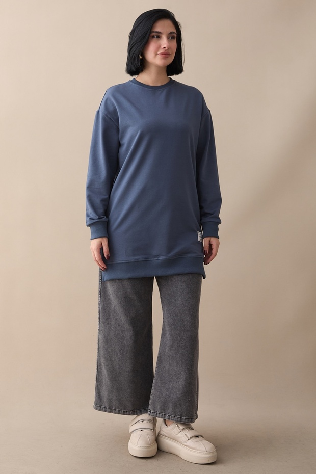 Etiket Detay Basic Gri Tunik - 2