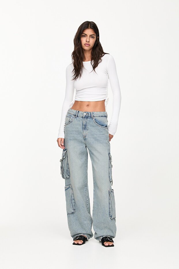Geniş paça kargo jean - 1