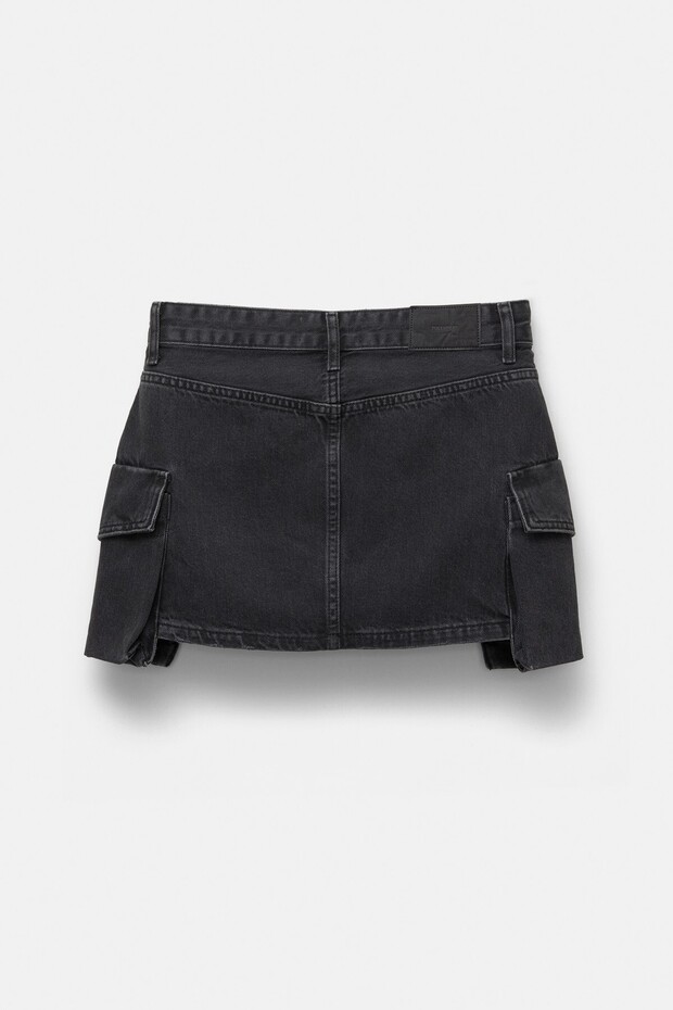 Denim kargo mini etek - 5