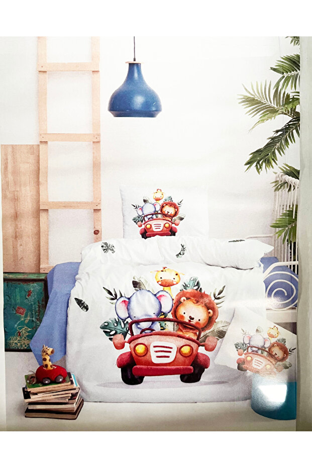 100% Cotton Baby Duvet Cover Set Forest Animals Patterned 100X150 cm Baby Bedding Set 3 Pieces