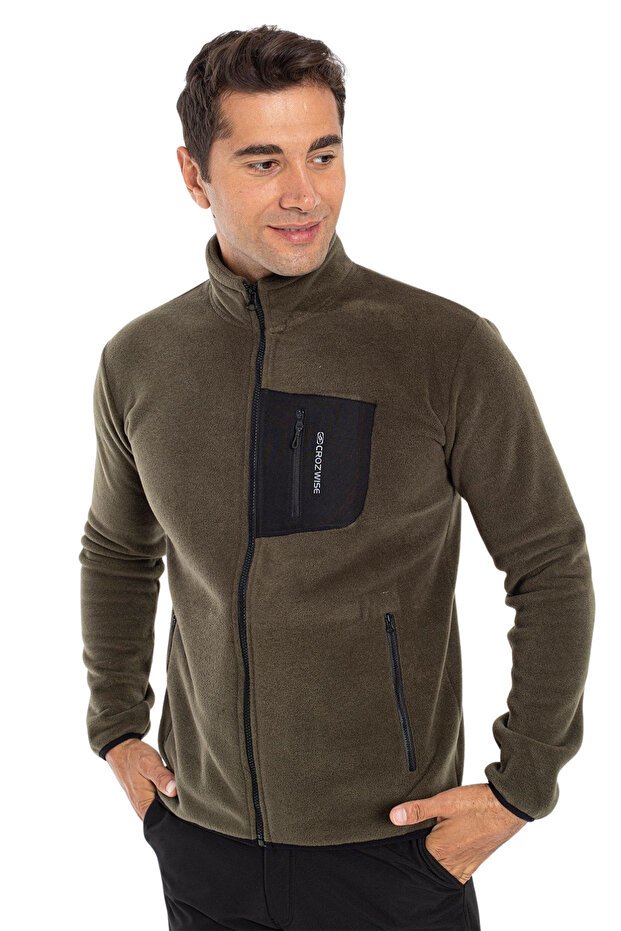 Polar Zippered Khaki Men's Outdoor Sweatshirt 6044-04
