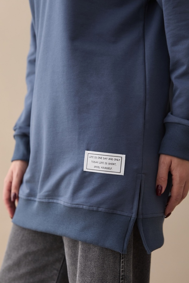 Etiket Detay Basic Gri Tunik - 3