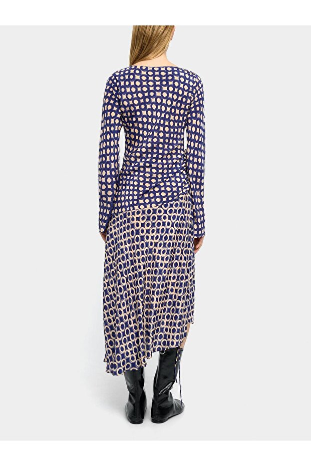 Desenli Midi Elbise - 3