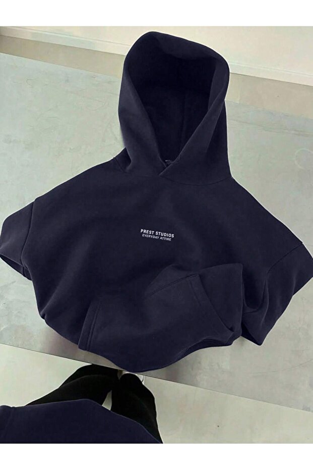 Baskılı Kapüşonlu Swetshirt - 1