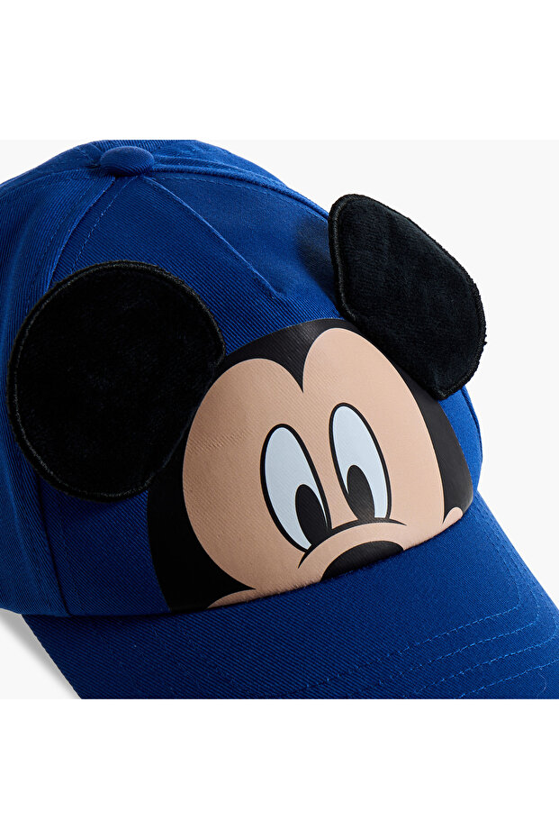 قبعة مزينة بطبعة ميكي ماوس مع إغلاق بشريط لاصق - 6