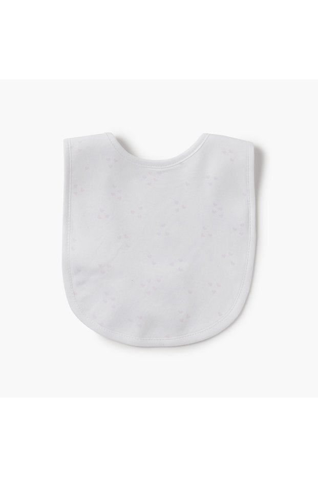 Heart Print Bib with Button Closure