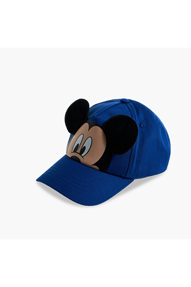 قبعة مزينة بطبعة ميكي ماوس مع إغلاق بشريط لاصق - 2