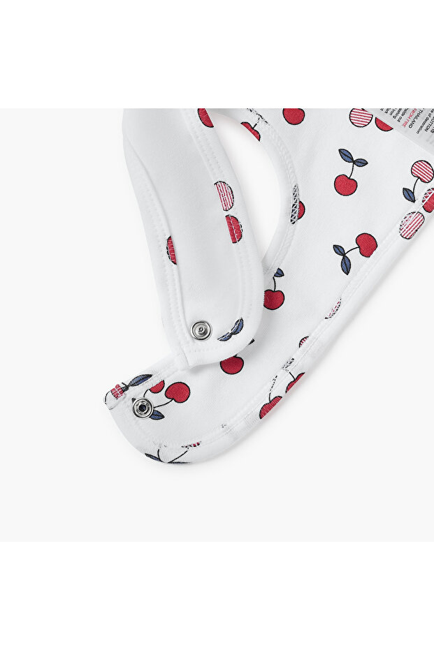 مريلة مطبوعة بالكامل بنقشة الكرز مع إغلاق بأزرار - 4