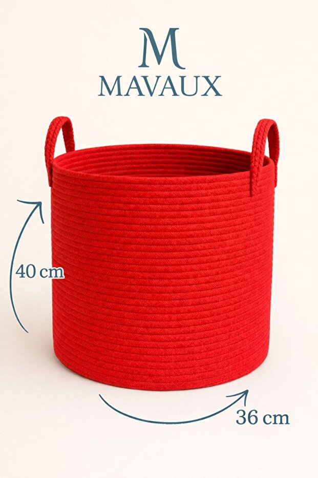 Handcrafted Textured Large Basket – 40 X 36 cm Decorative Home Organization, Toy and Laundry Organizer