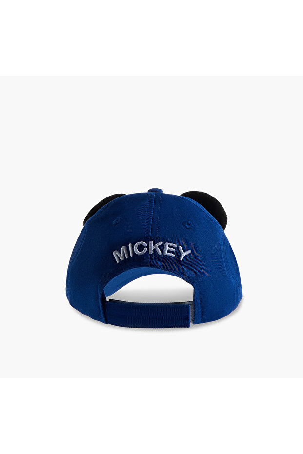 قبعة مزينة بطبعة ميكي ماوس مع إغلاق بشريط لاصق - 4