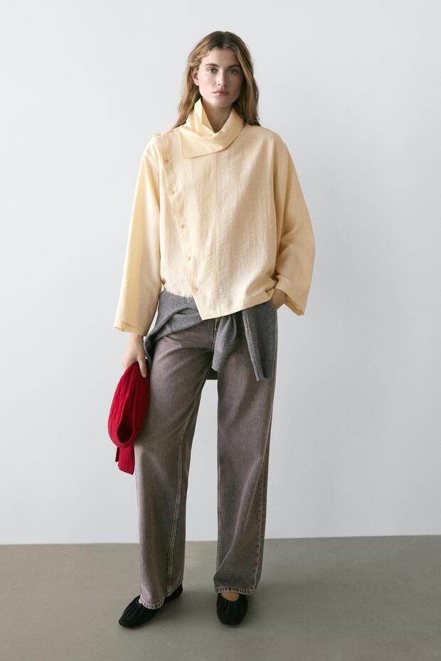 Çapraz düğmeli gömlek - 1