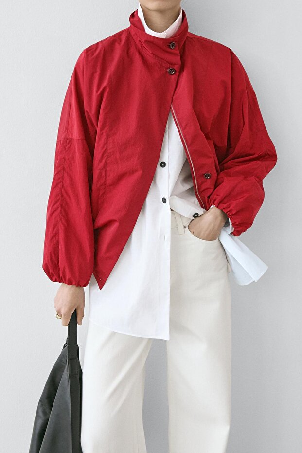 Dik yaka şişme bomber ceket - 3